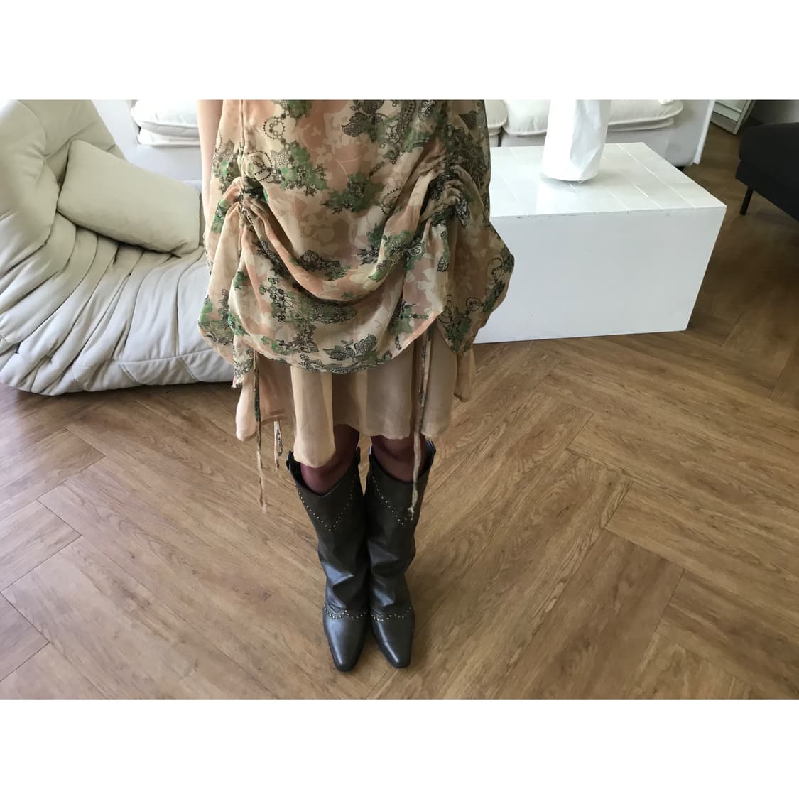 vintage pattern string one-piece 상품이미지5