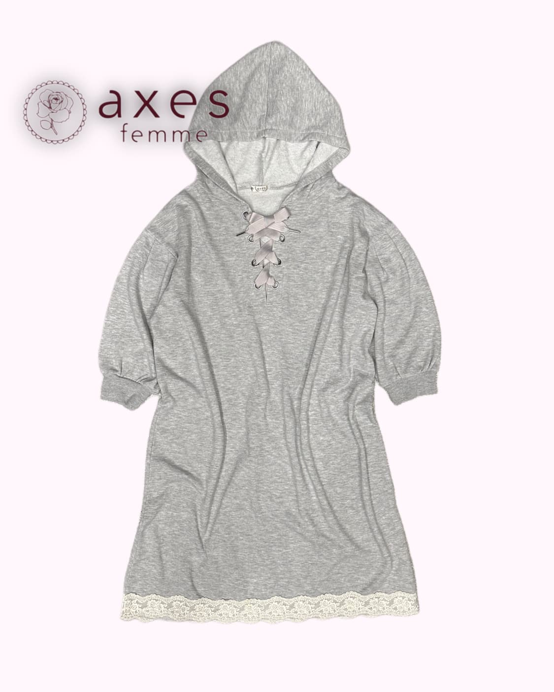 lace-up grey hood dress 상품이미지1