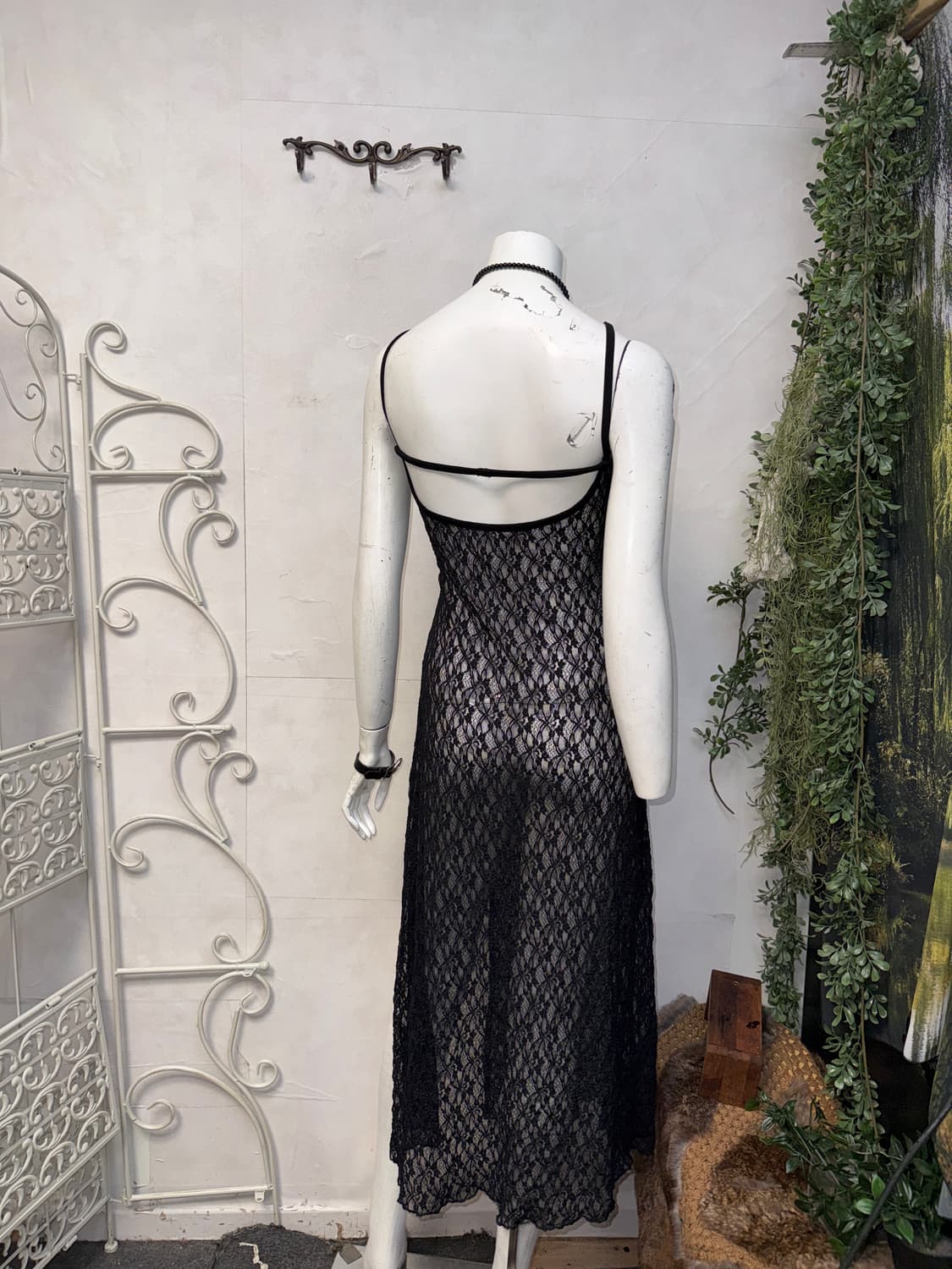 Black side slit floral lace halter ops 상품이미지3
