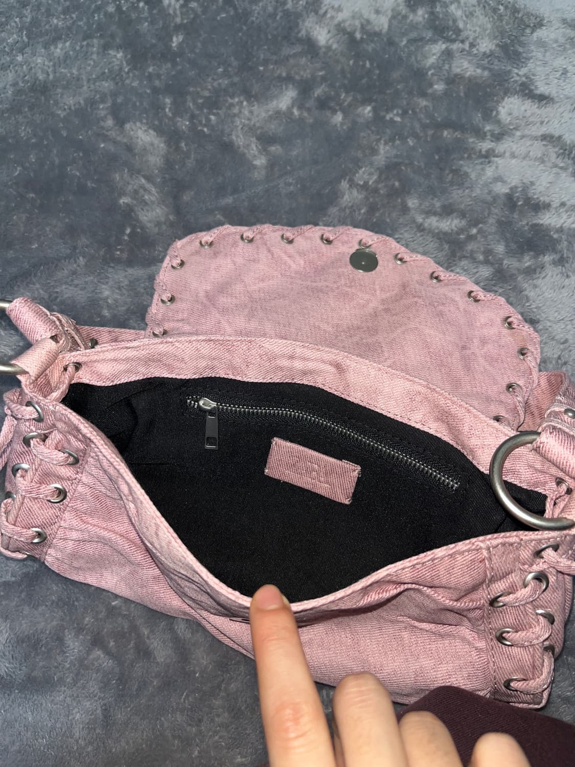 ZARA 자라 패브릭 스터드 숄더 백 로즈 핑크 새상품 가방 상품이미지2