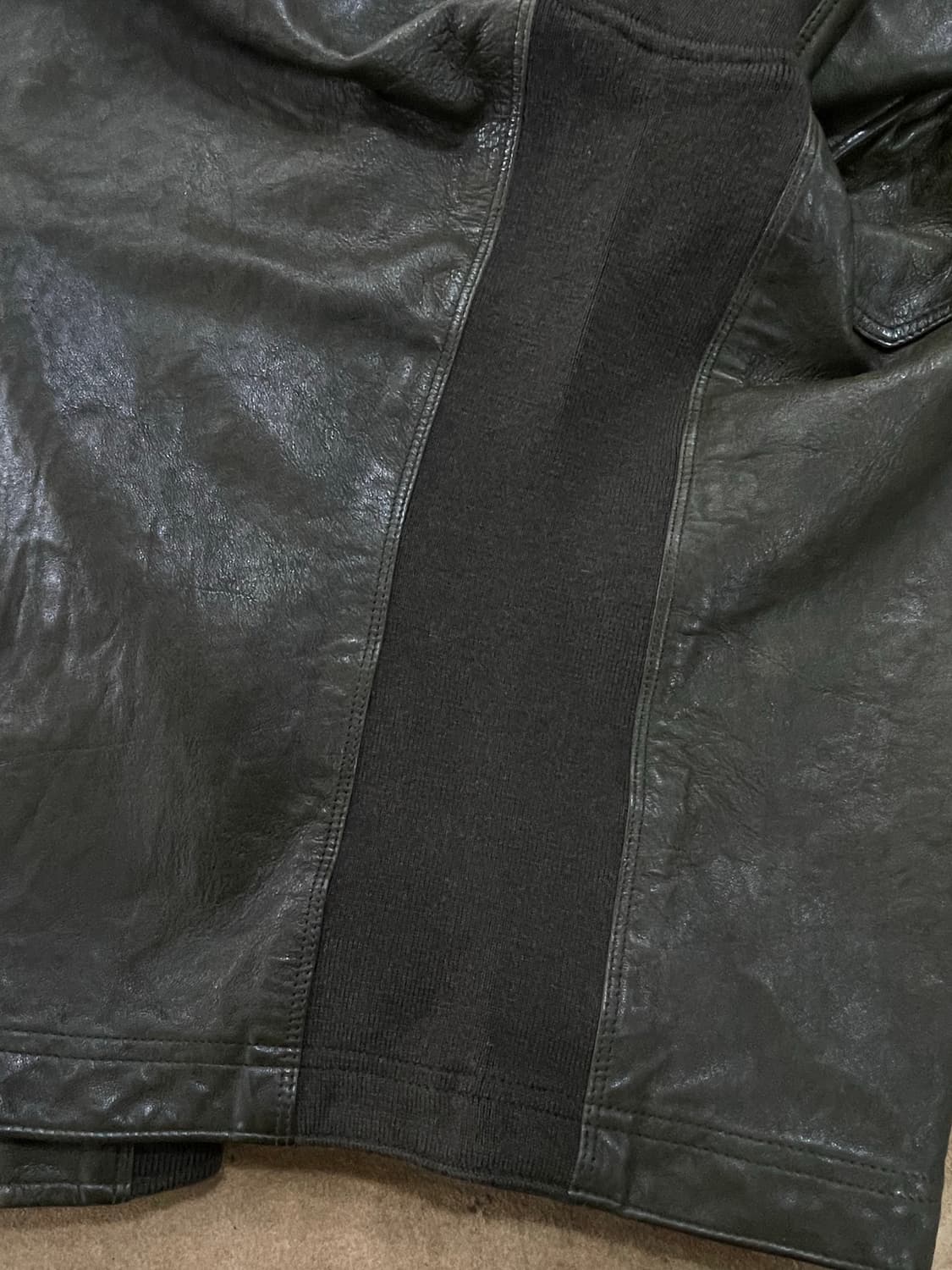 폴로랄프로렌(블랙라벨)/블랙카키 니트매치 양가죽자켓(S) 상품이미지6