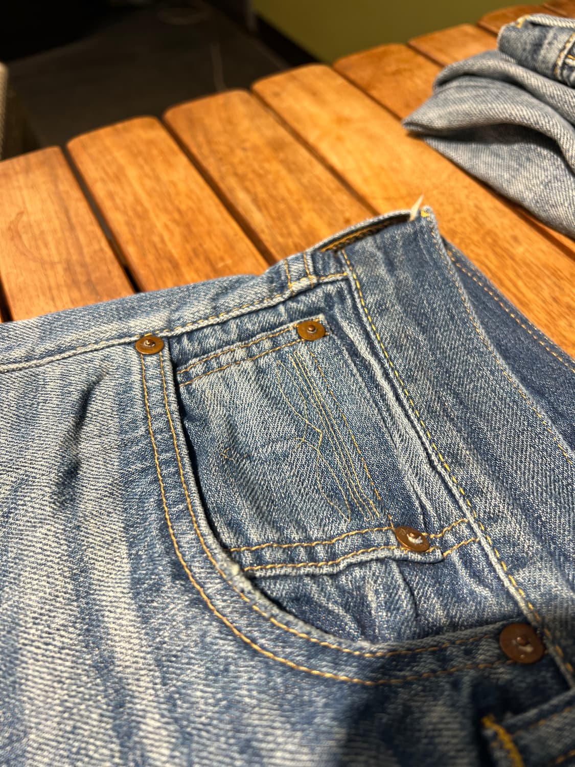 Rrl 초기형 메이드인 USA 디스트로이드 (디스트레스드) 데님 팬츠 상품이미지3