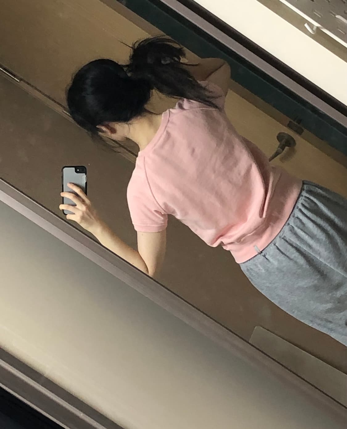 L 푸마 핑크 반팔 스웻셔츠 반팔티 상품이미지2