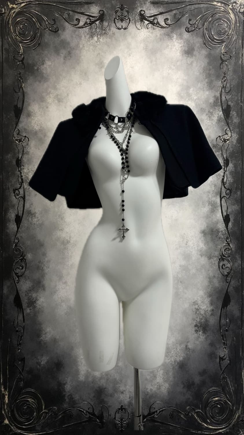 black fur short cape 상품이미지1