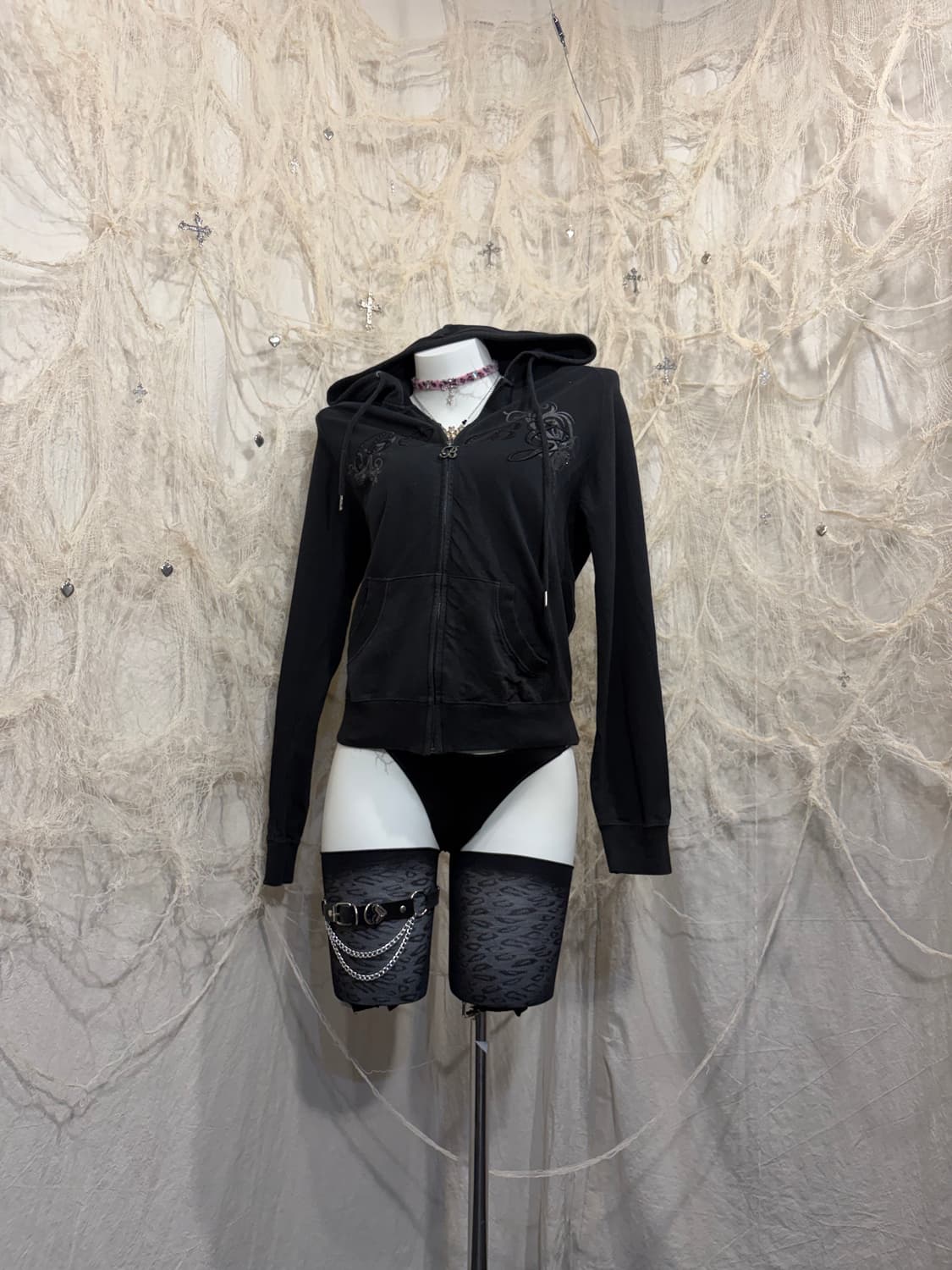 Y2K cubic embroidery hoodie zip-up 상품이미지4