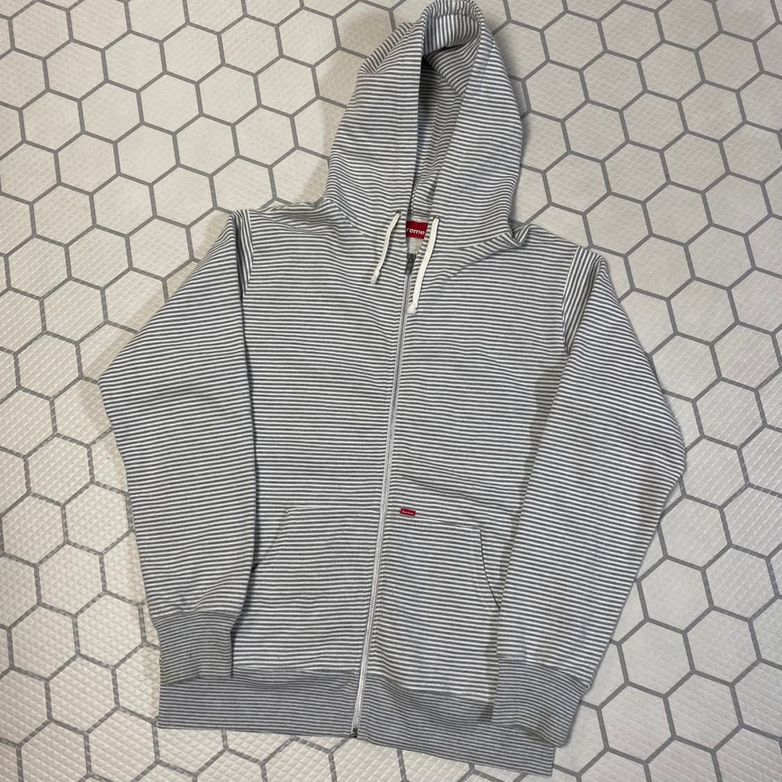 (L) 슈프림 10SS 스트라이프 스웻 후드집업 상품이미지1