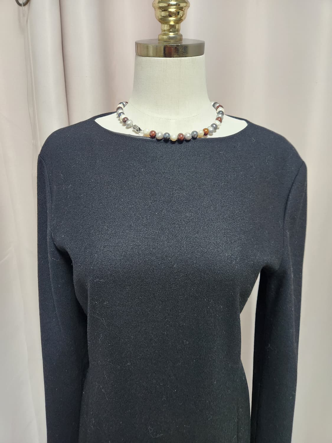 타임 블랙 긴팔 모직 원피스 상품이미지4