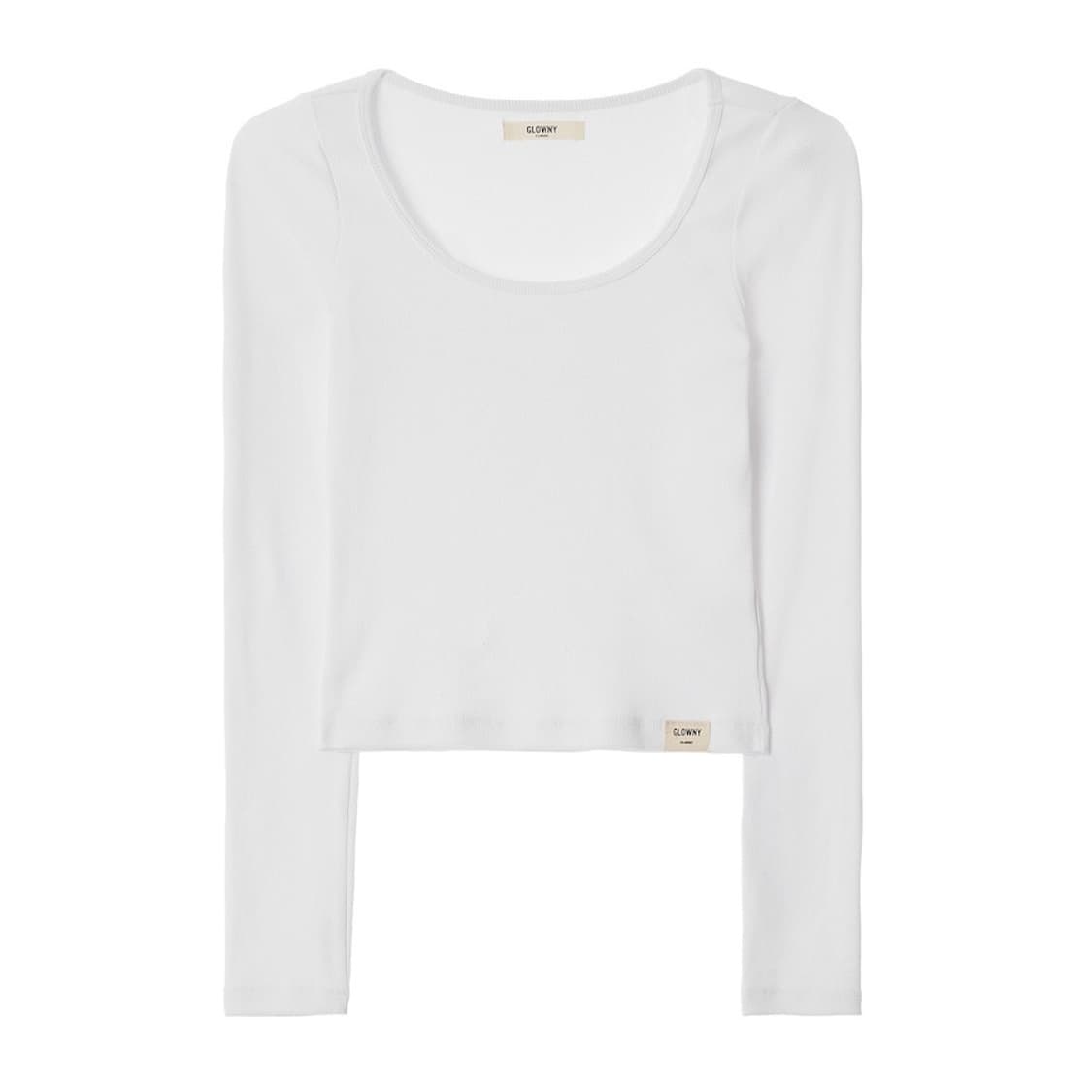glowny 글로니 클래식 립 스쿱 롱 슬리브 화이트 상품이미지1