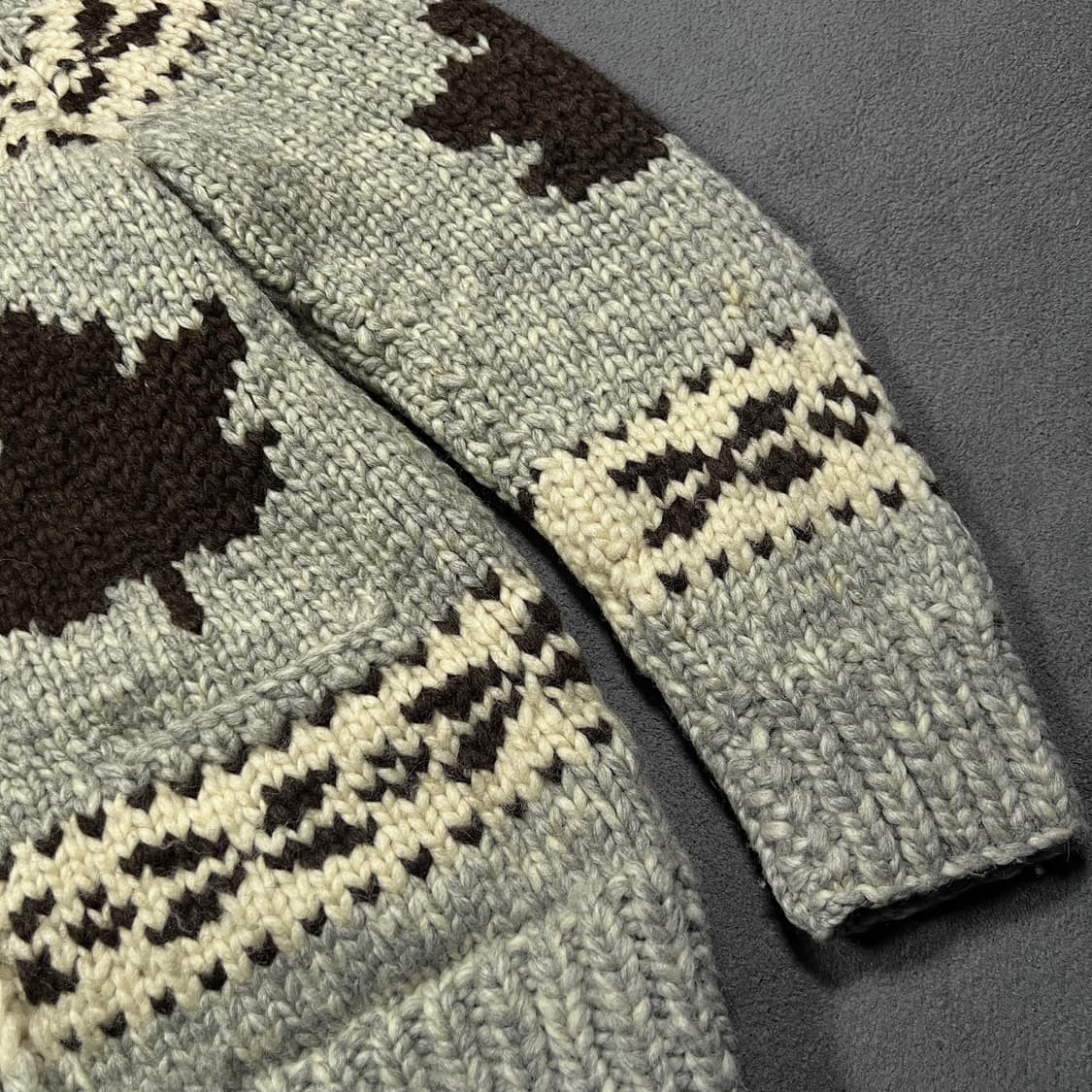 CANADA 단풍 노르딕 헤비울 니트 집업 코위찬 상품이미지4