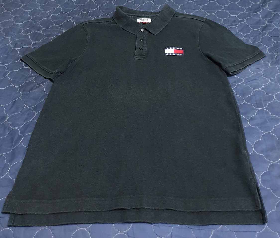 타미진스 코튼 뱃지자수로고 카라티 블랙 (M) 상품이미지1