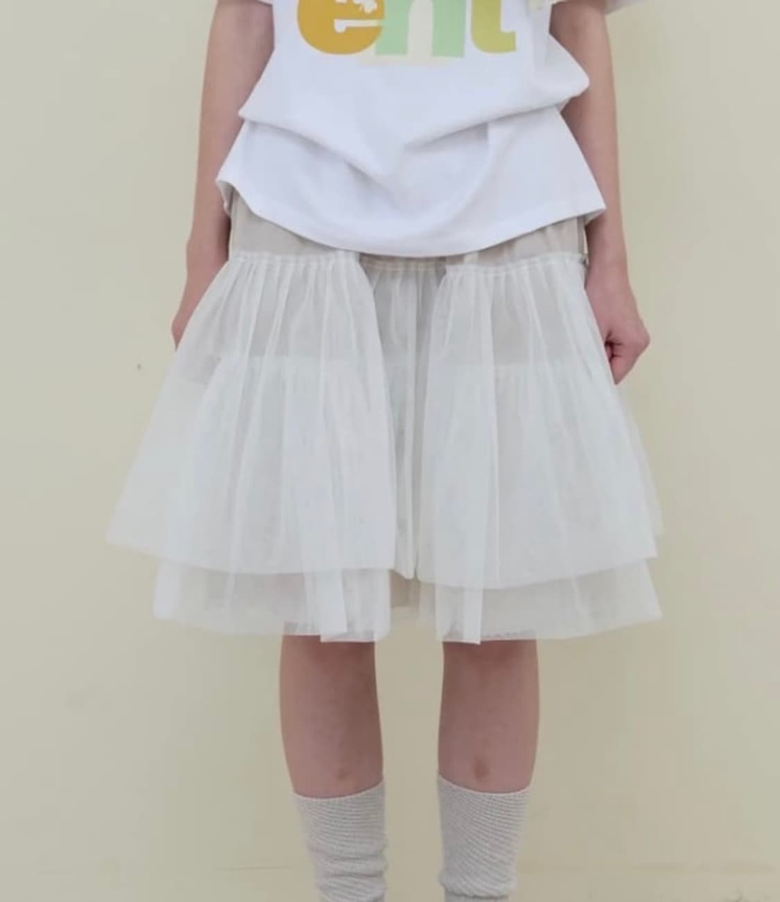 노컨텐츠 메쉬 플레어 스커트 상품이미지1