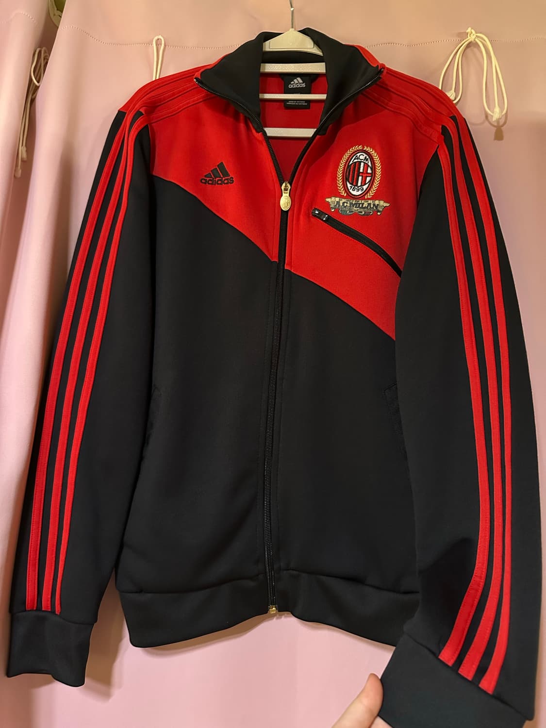 아디다스 져지 아디다스 AC밀란 트랙탑 아디다스삼선 레드 집업 블랙 레드 상품이미지2