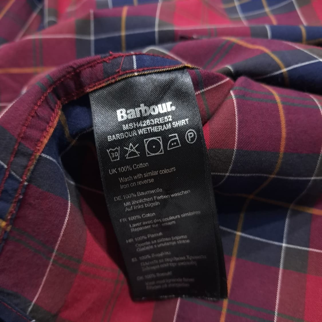 CL373 L 바버 코튼 버튼다운 테일러드핏 레드 셔츠 남방 상품이미지6