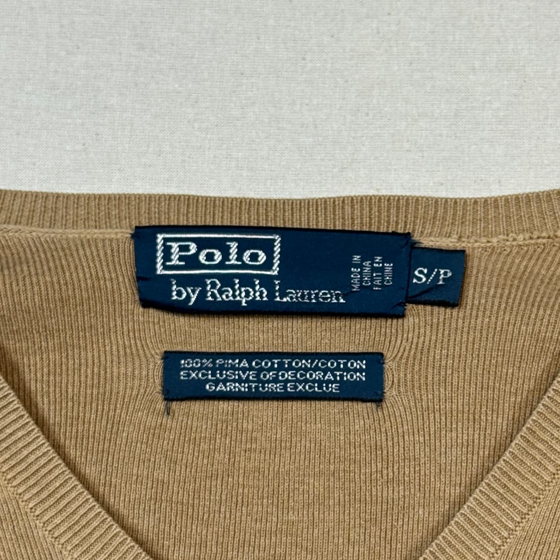 S) 폴로 랄프로렌 피마코튼 브라운 브이넥 니트 상품이미지6