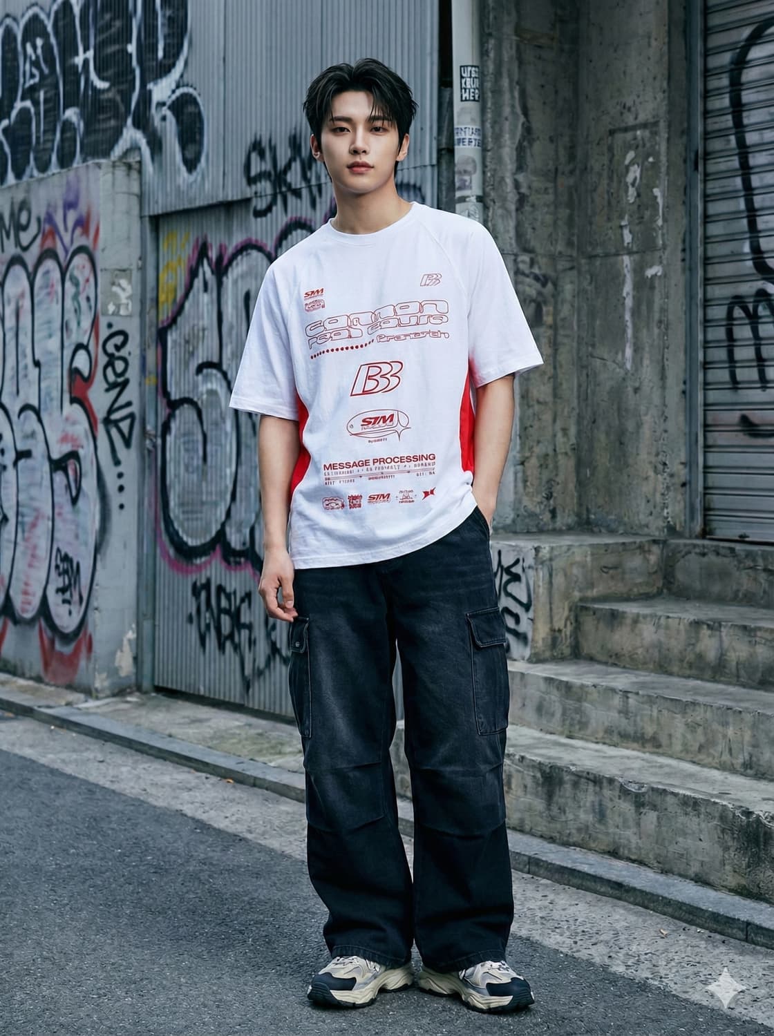 브라운브레스 그래픽 배색 라글란 반팔 티셔츠 상품이미지1