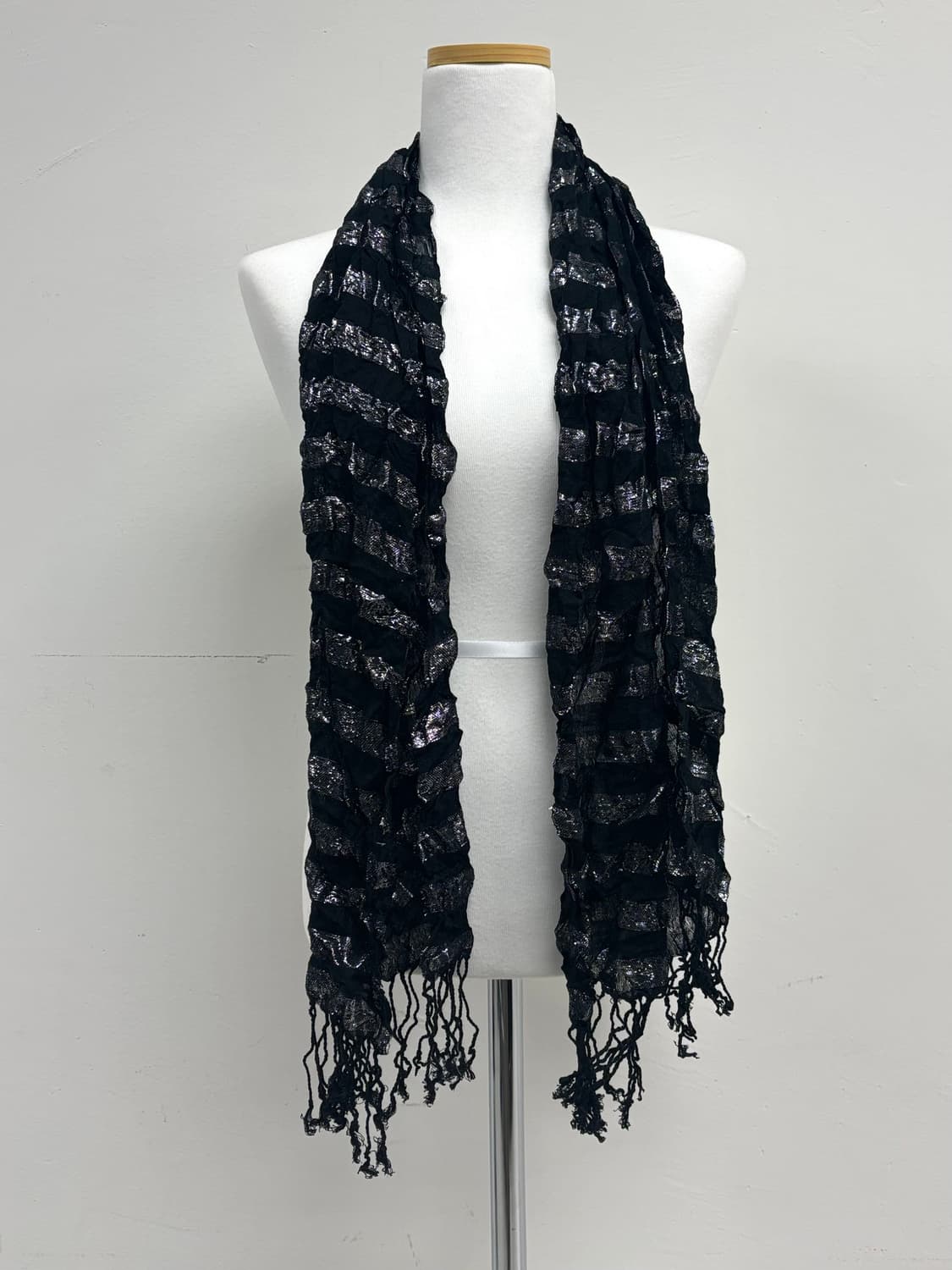 빈티지 블랙 스트라이프 락시크 펑크 머플러 상품이미지6