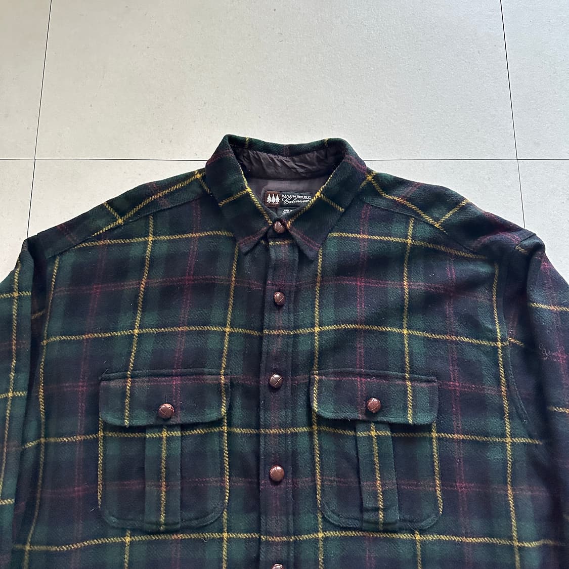 90s 바나나리퍼블릭 Cabinwear 울 블랙와치 체크 셔츠 상품이미지2