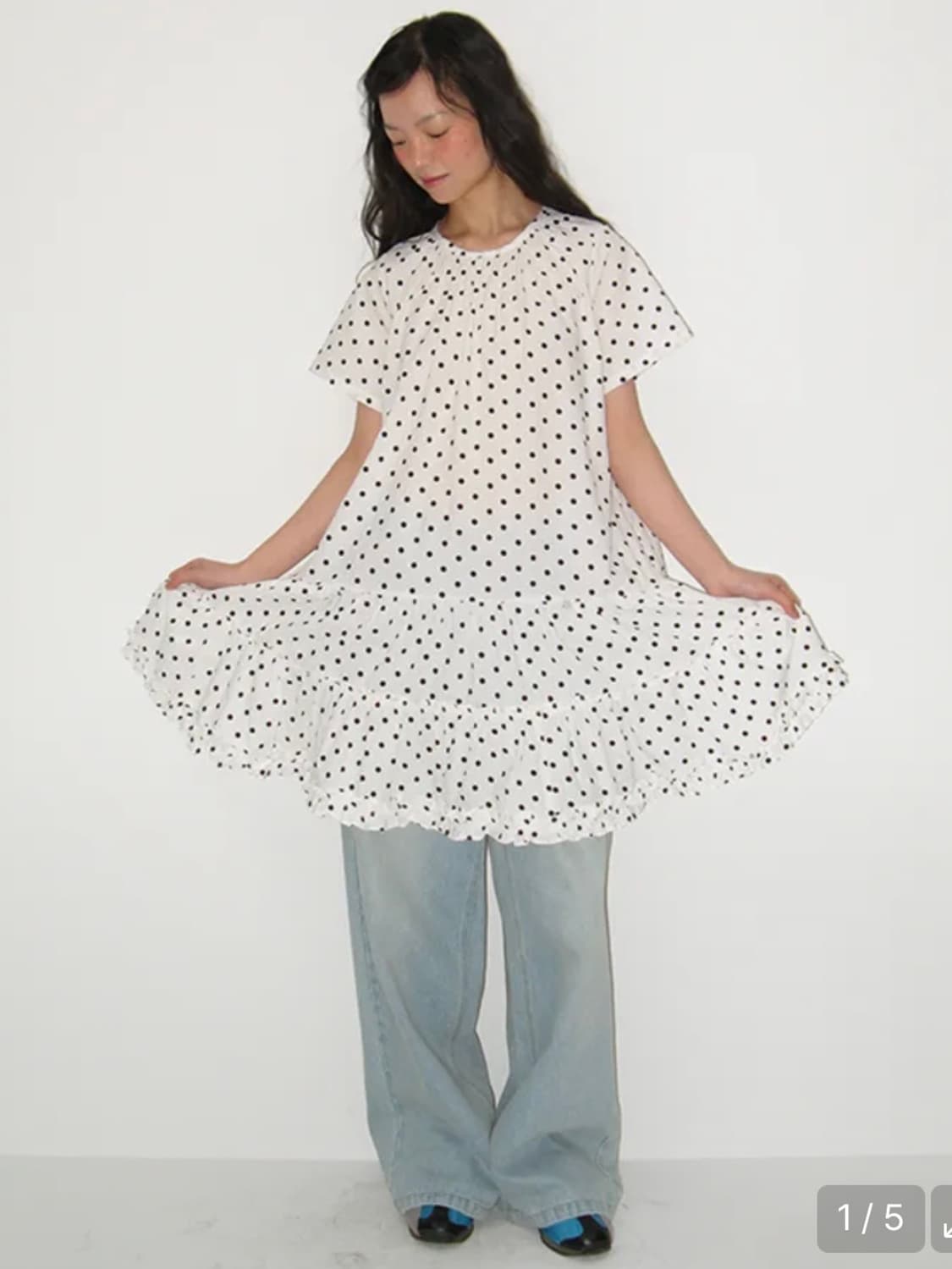 론론 도트 원피스 (화이트) 상품이미지1