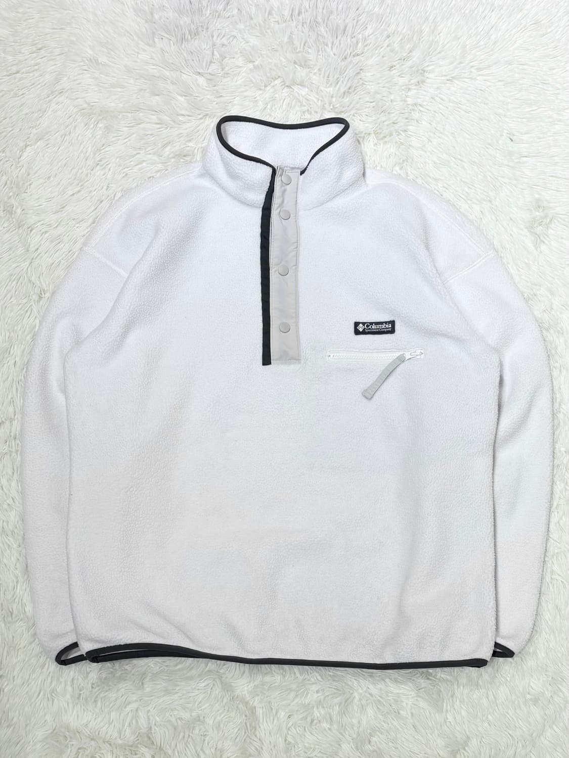 콜롬비아 화이트 플리스 반집업 상품이미지3