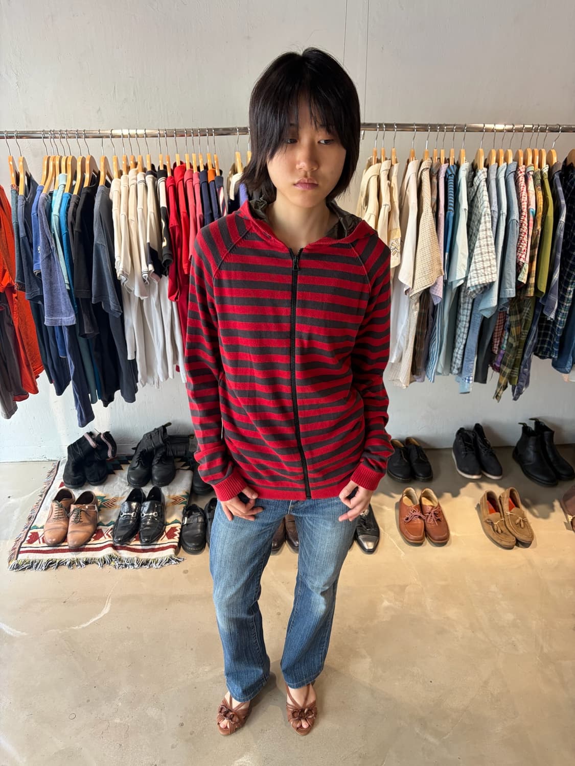 Hugo Boss 보더 스트라이프 후드 집업 M 상품이미지3