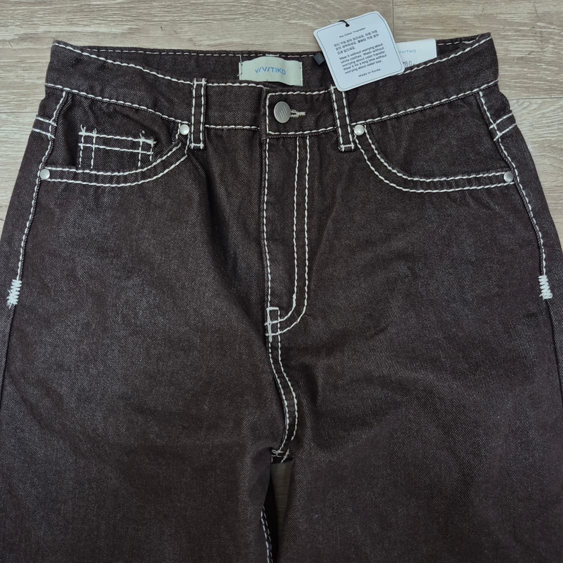 V/V/TIKO 브라운컬러 와이드 데님 팬츠 L(100) 상품이미지2