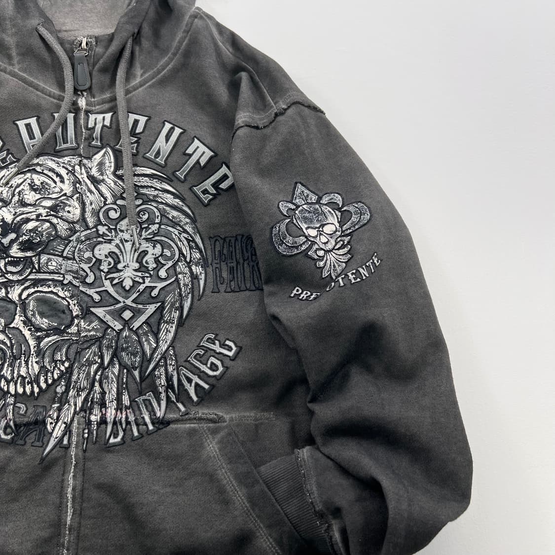 프레포텐테 빈티지 해골 후드집업 상품이미지3