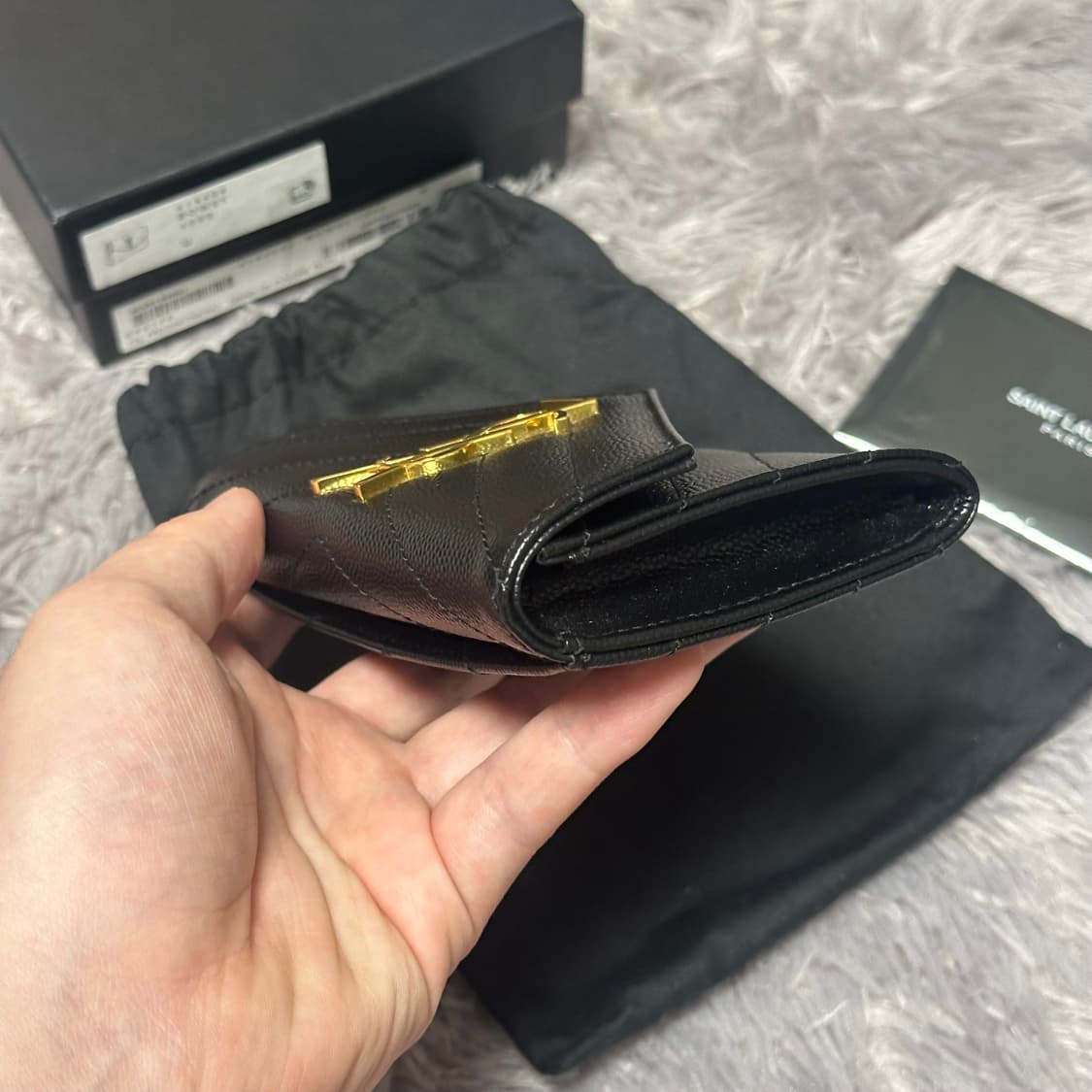[풀구성] 입생로랑 마틀라세 엔벨로프 중지갑 블랙 상품이미지9