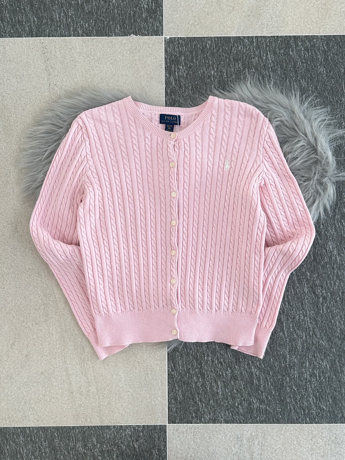 폴로 랄프로렌 연핑크 케이블 니트 가디건  상품이미지2