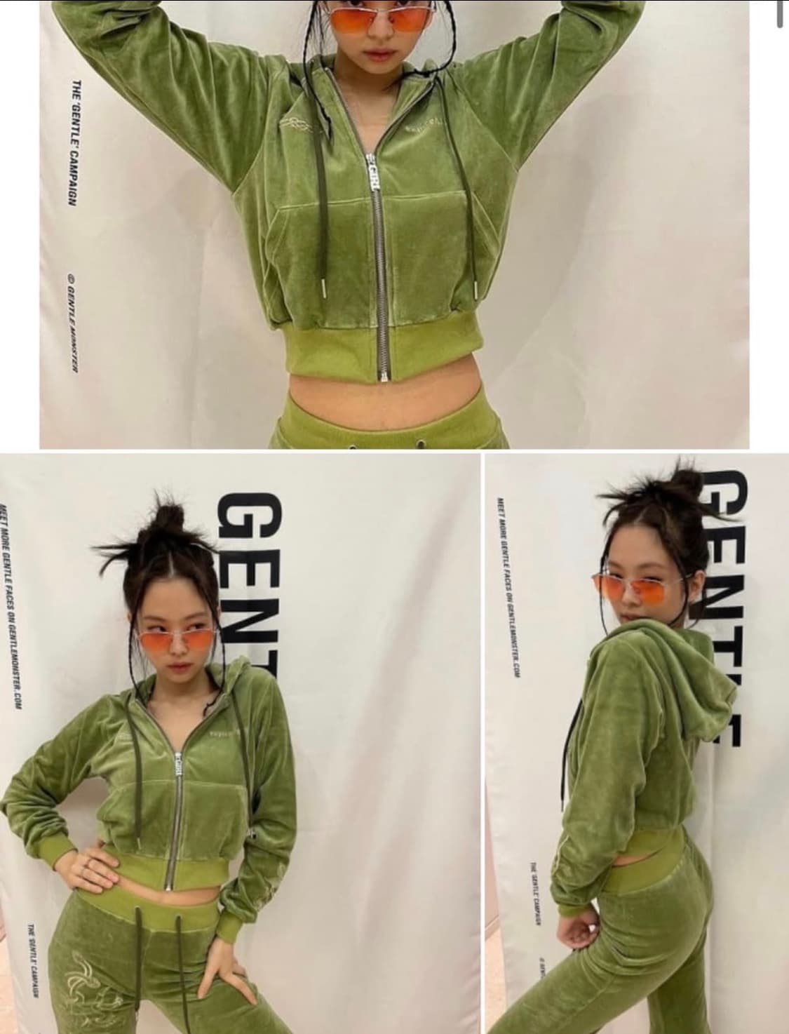 (새제품) 익스파이어드걸 벨로아 벨벳 후드집업 세트 브라운 상품이미지3