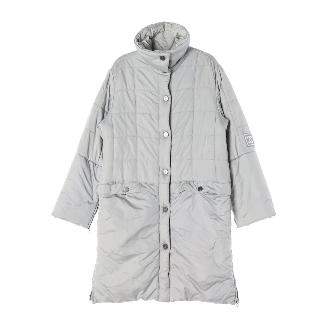 [M]샤넬 그레이 로고 버튼 양털 안감 롱 패딩 파카 점퍼
 상품이미지1