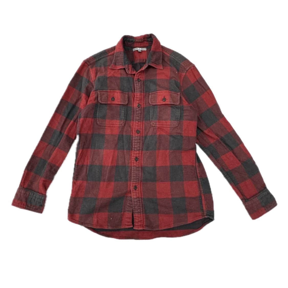 일본 유니클로 레드 그레이 깅엄 체크 겨울 셔츠 보헤미안 펑크 아메카지 상품이미지2
