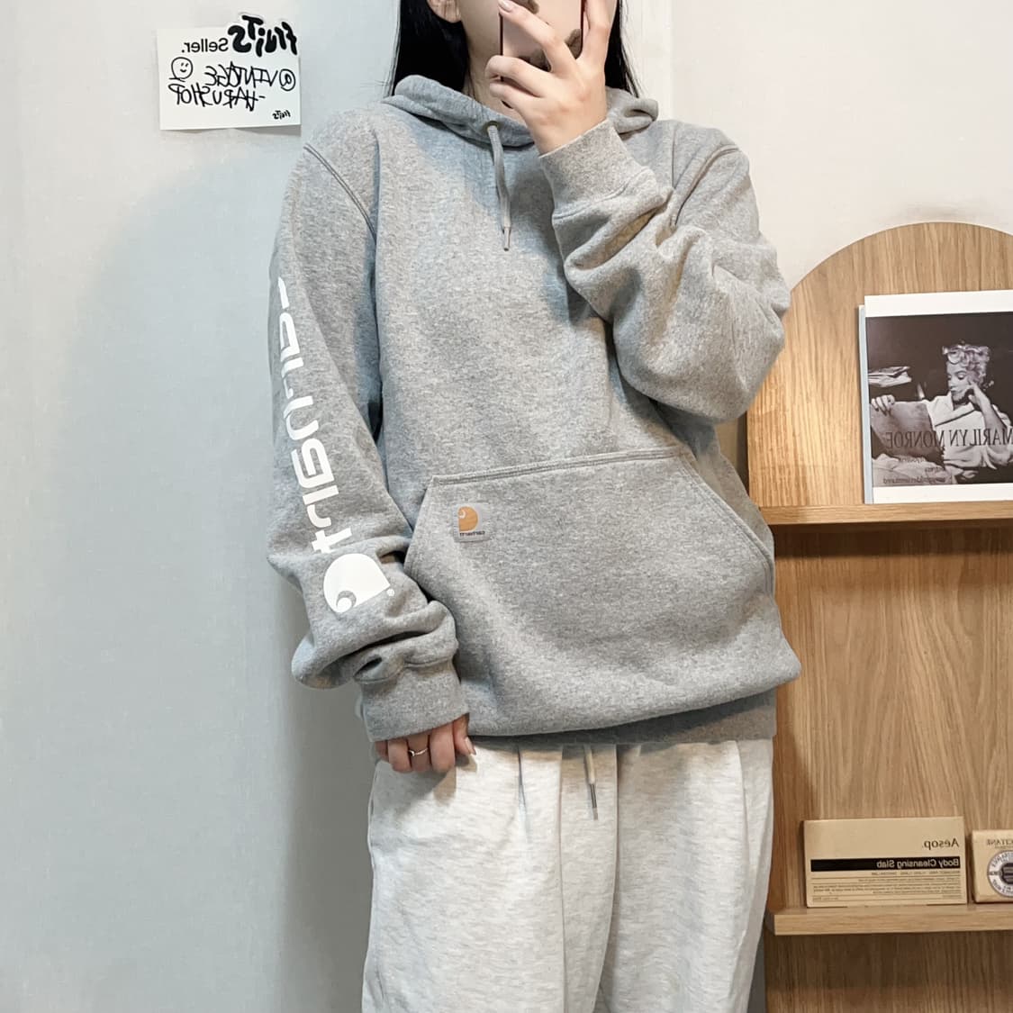 [정품] 칼하트 그레이 사이드라인 후드티 [ S ] 상품이미지1