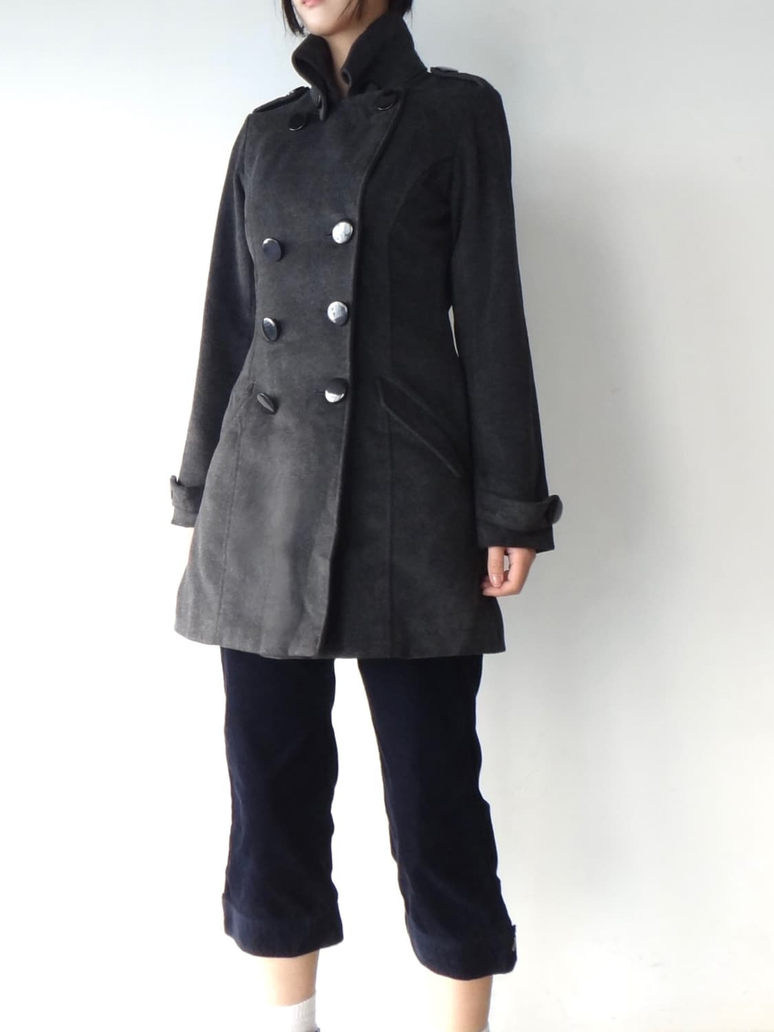 Double high neck jacket / charcoal 상품이미지7
