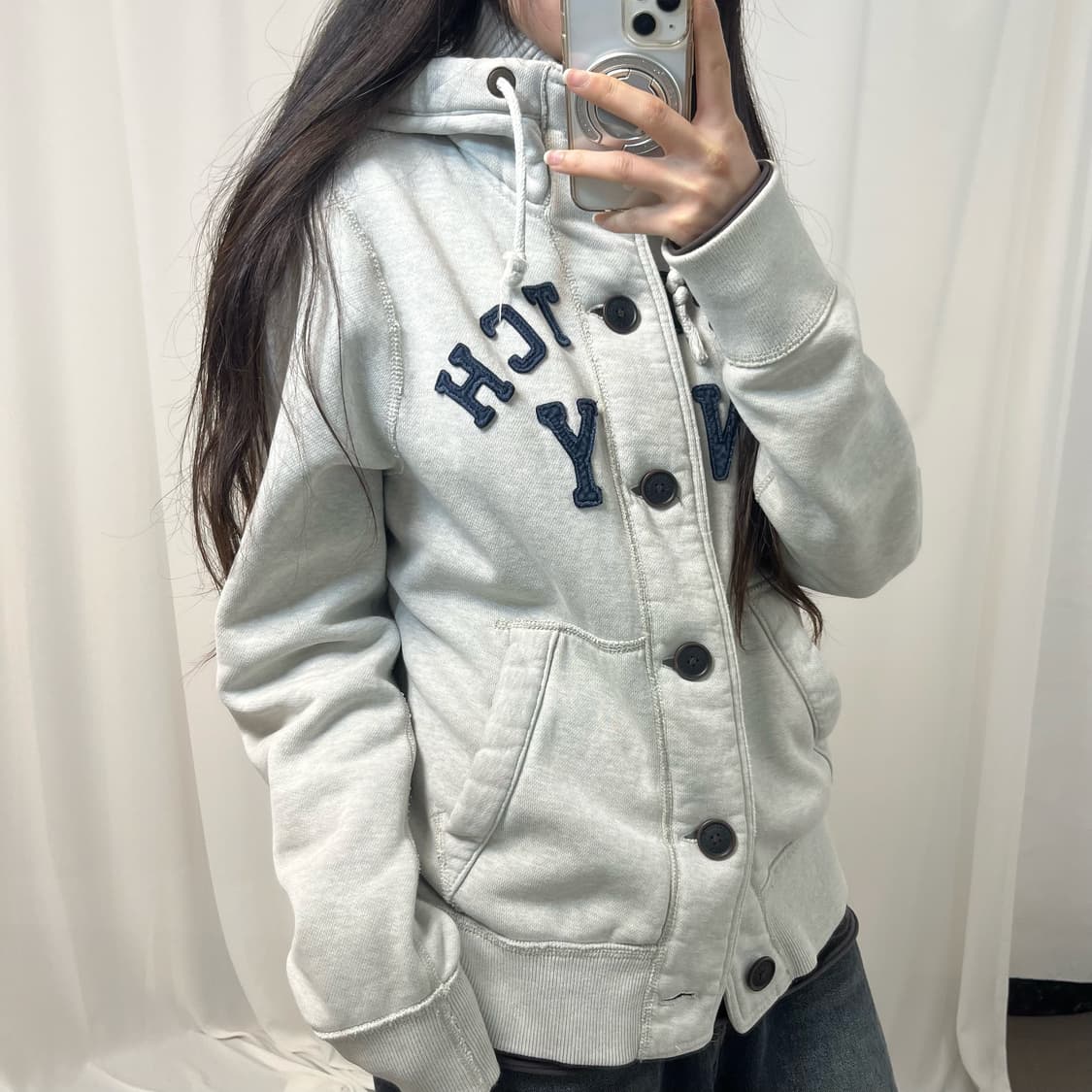 Abercrombie Melange Button Hood Zip-Up   상품이미지2