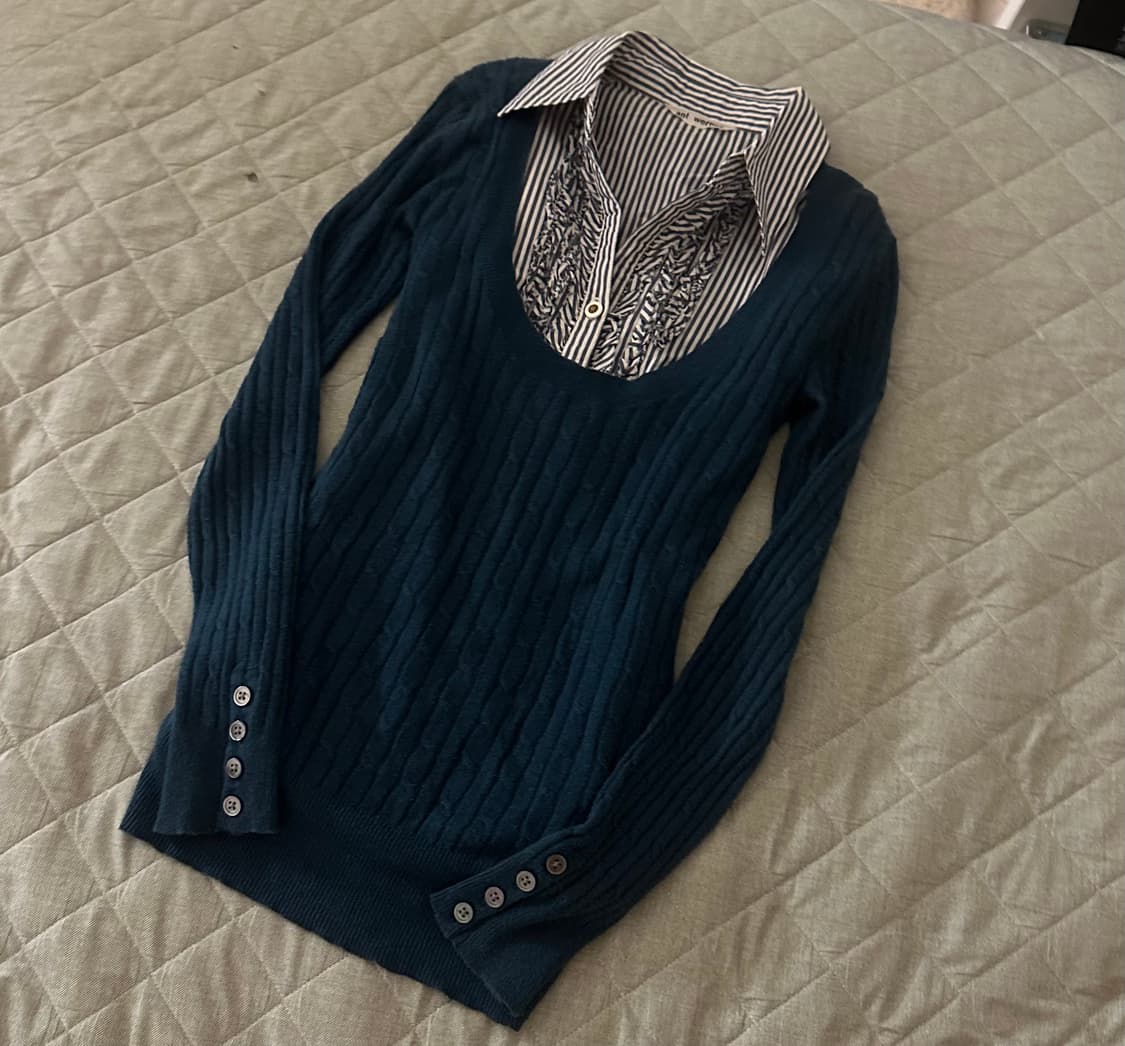 Gap 2008s 딱붙핏 청록 니트 롱슬리브 상품이미지1