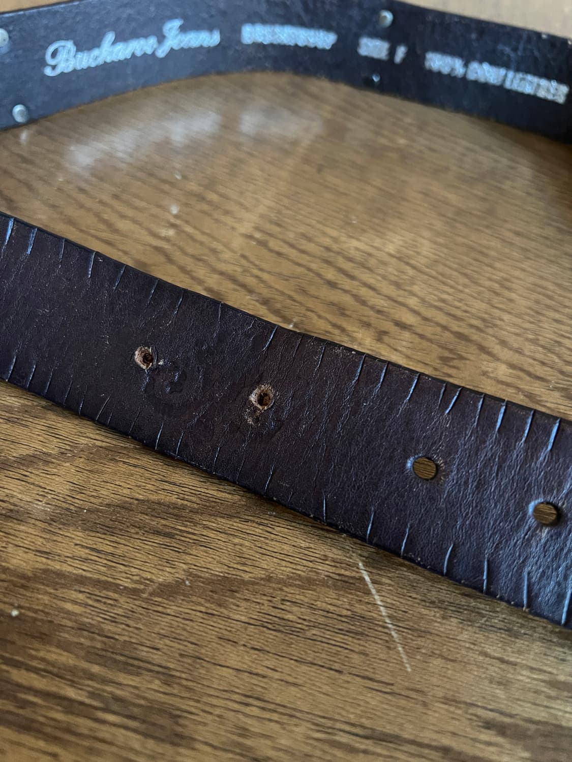 BUCKAROO 빈티지 크롬 스터드 & 음각 레더 벨트 브라운 상품이미지7