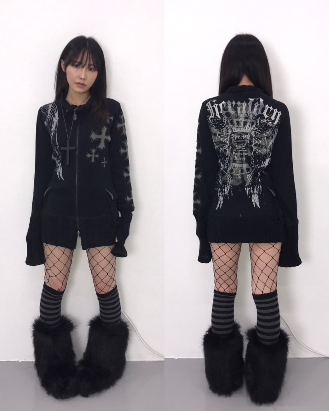 Durer Angel Wing Gothic Cross zip up 상품이미지3