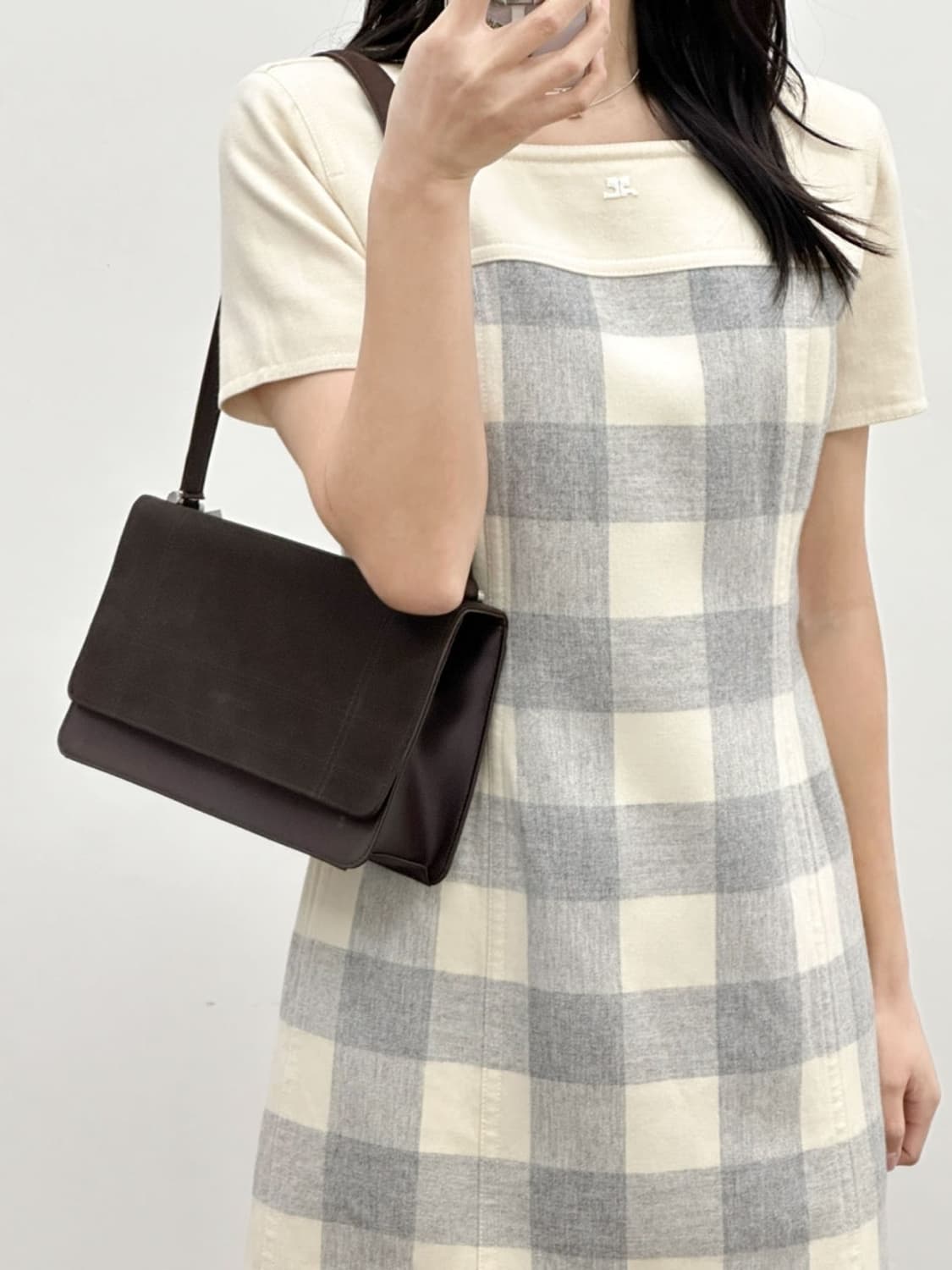 courreges / 꾸레쥬 울 캐시미어 체크 원피스  상품이미지8