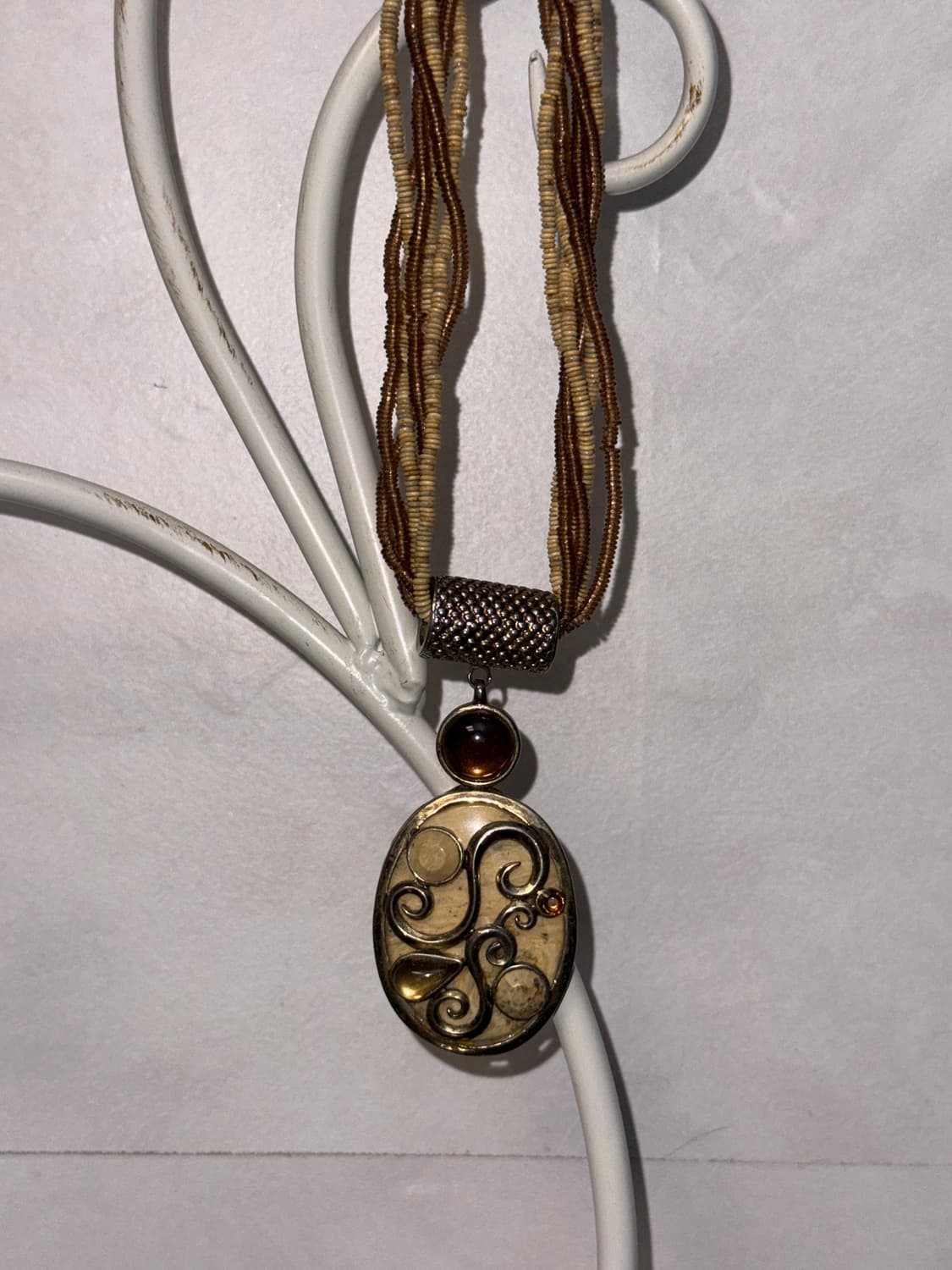 Ivory ethnic pendant beads necklace 상품이미지6