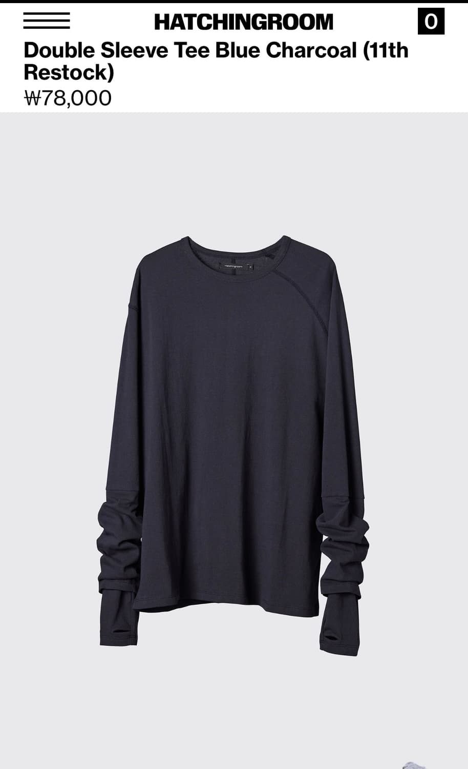 해칭룸 더블슬리브 블루차콜 4사이즈 상품이미지1