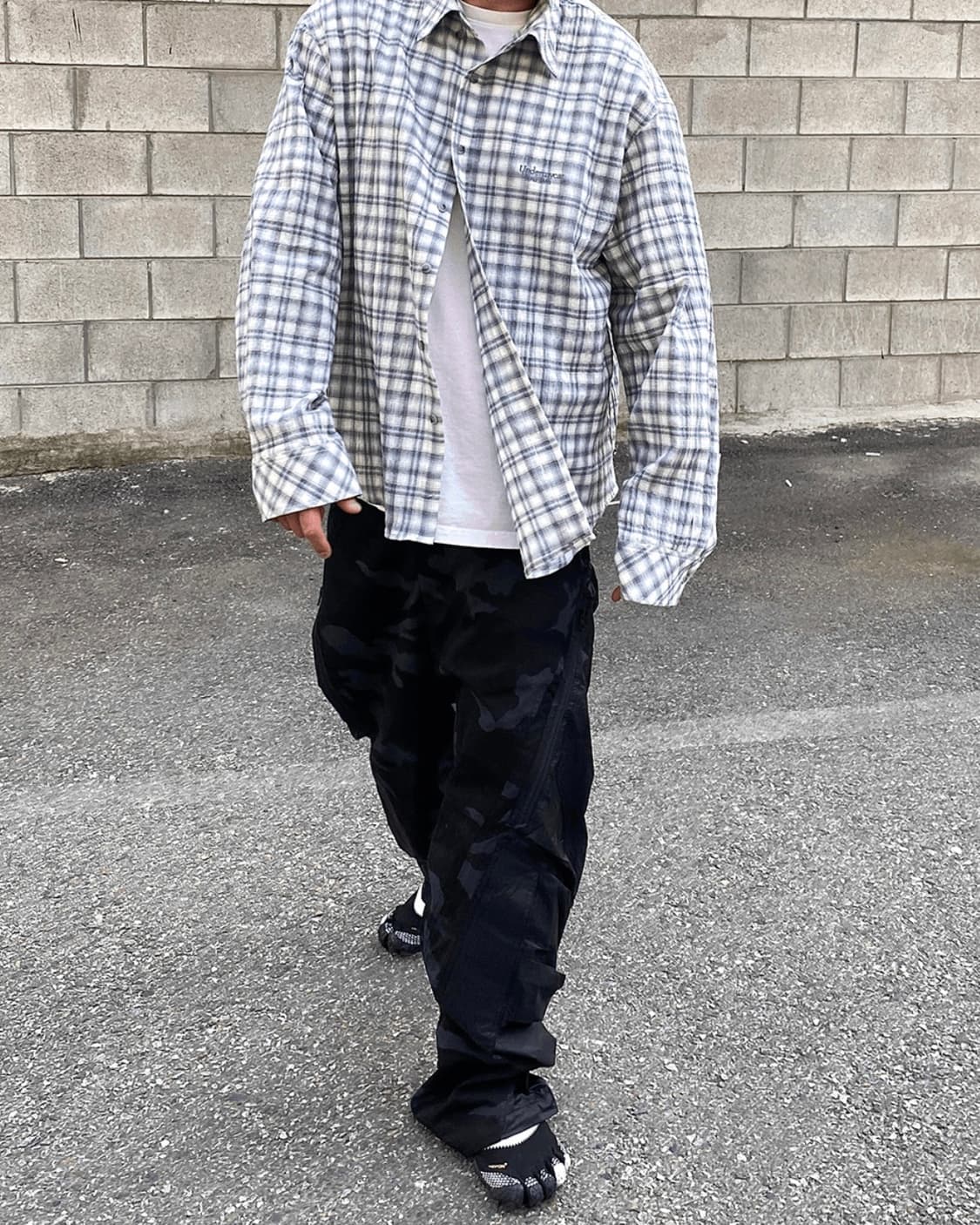 [1] 언더마이카 mu.37 체크 셔츠 화이트 블루 무.37 상품이미지3