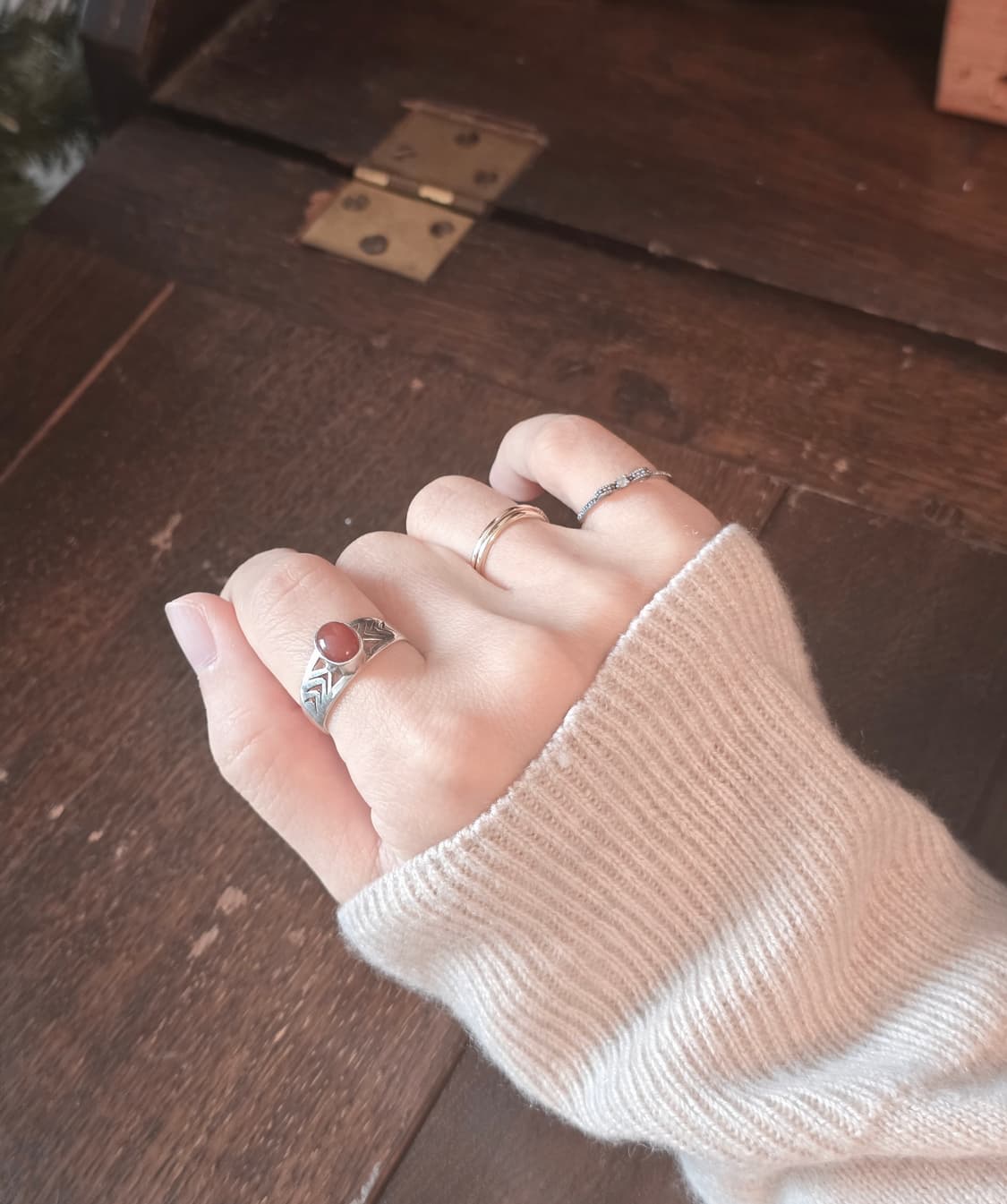 네이티브 아메리칸 스타일 카넬리안 원석 은 반지 상품이미지4