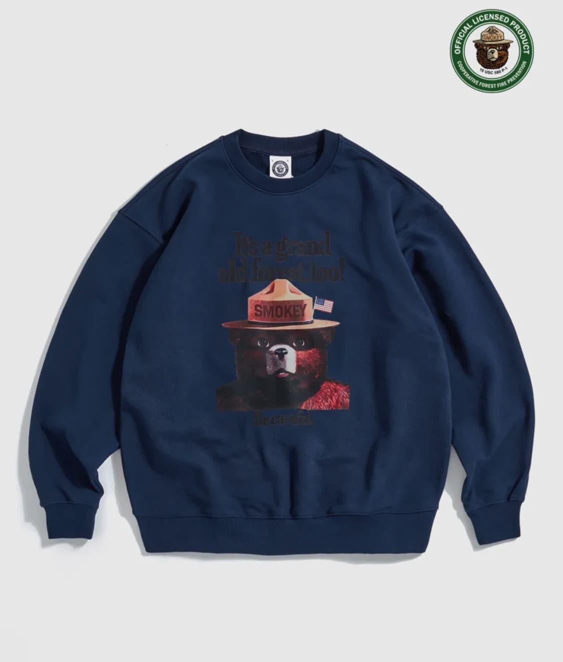 [에스피오나지] 스모키베어 Be Careful Sweat Navy L 상품이미지1