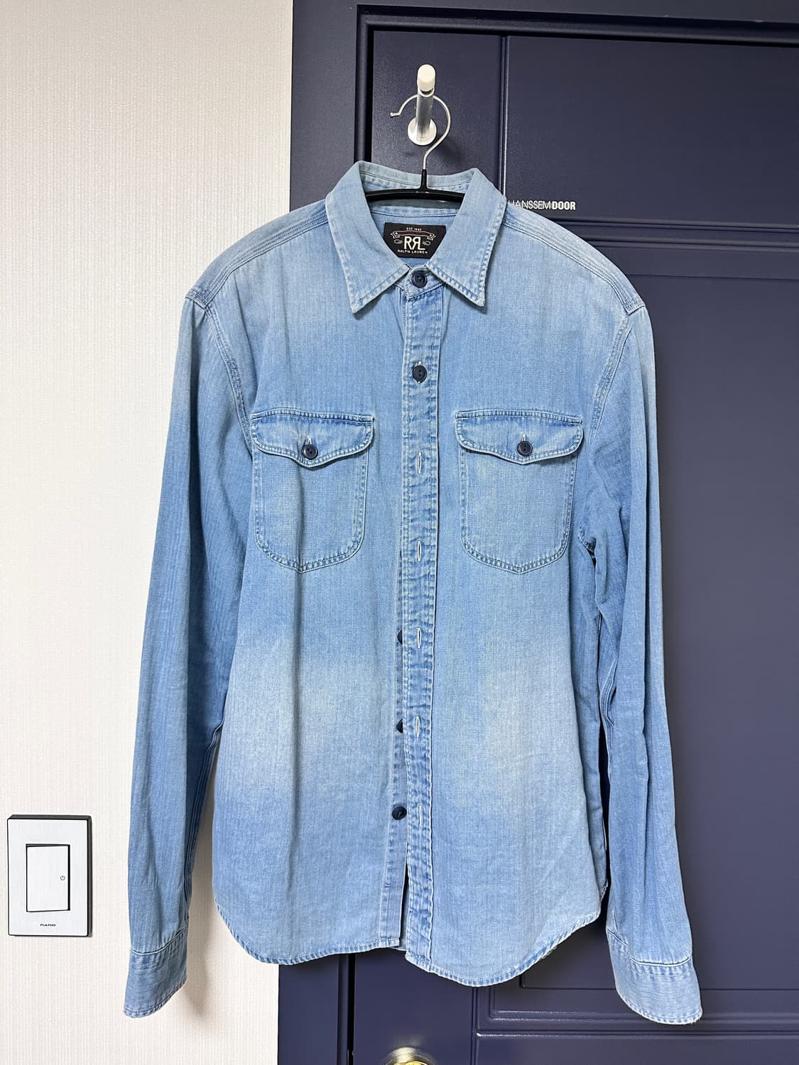 RRL 임브로이더 헤링본 워크셔츠 S 상품이미지2