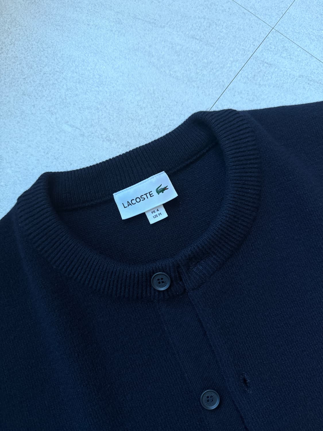 라코스테 라운드 크루넥 가디건 네이비 상품이미지2