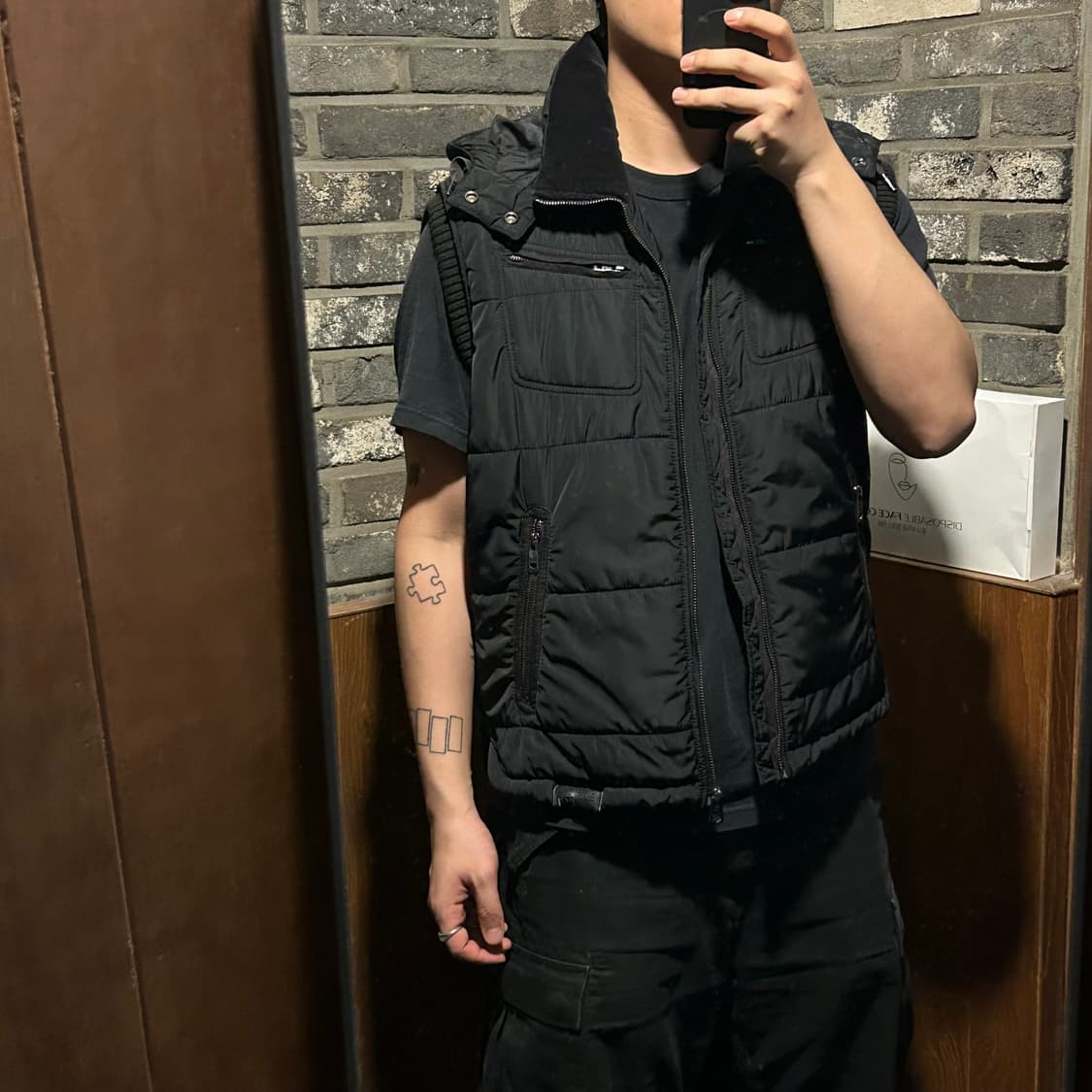 XL) 디젤 Diesel 블랙 패딩 조끼 베스트 상품이미지9