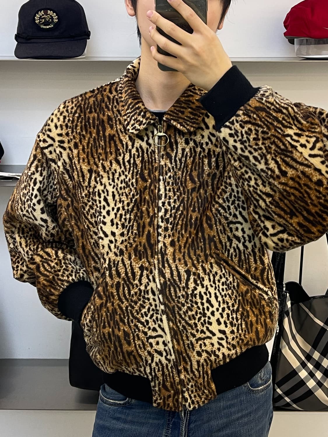 레드 옐로우 블루 90s 레오파드 패턴 블루종 상품이미지2