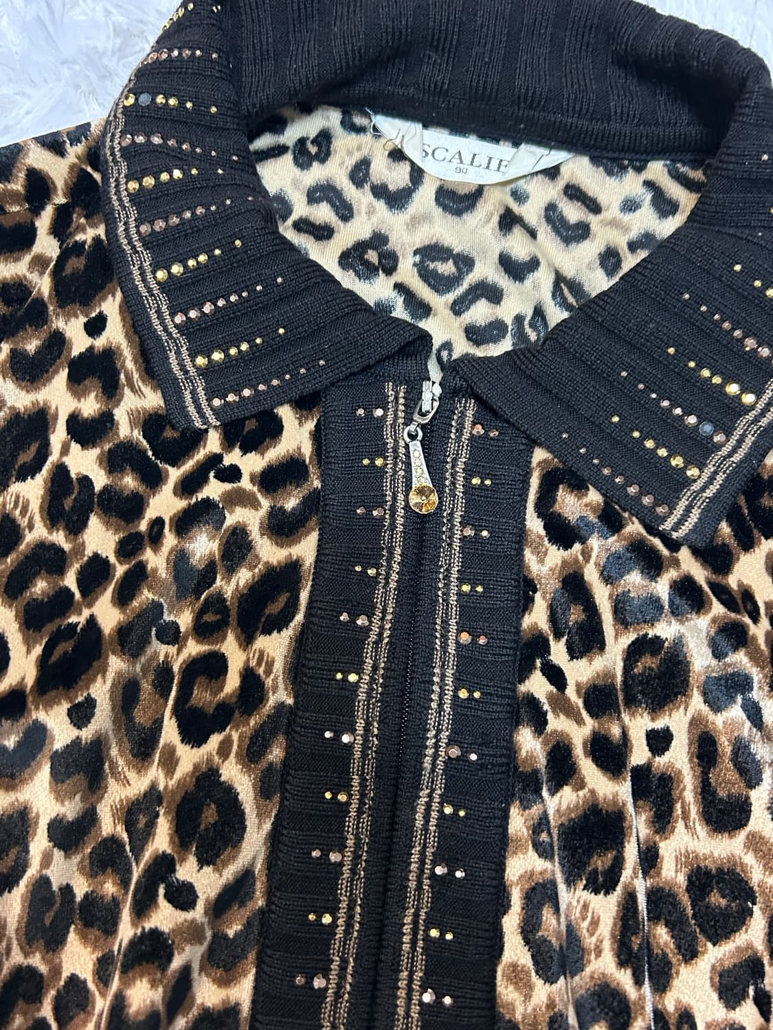 leopard gal punk cubic detailed zip-up 상품이미지2