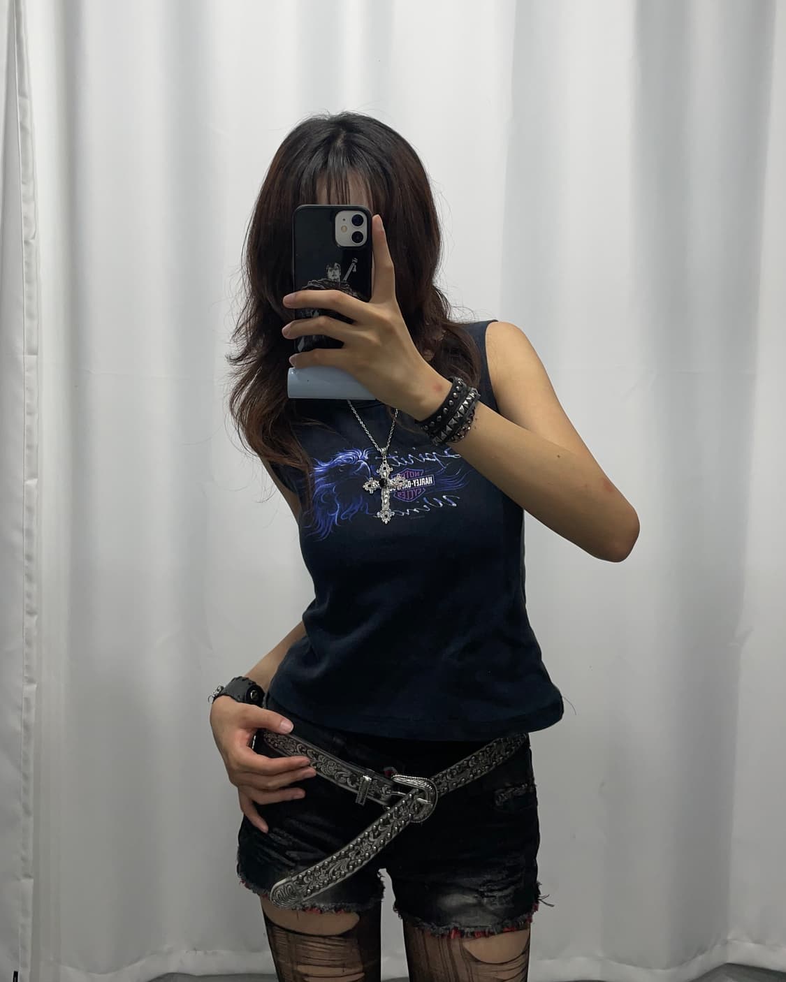 🎸Harley-Davidson 블랙 프린팅 슬리브리스🎸 상품이미지2