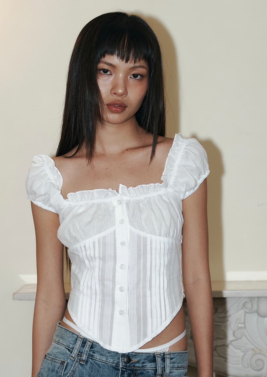 플리즈노팔로우 신디 셔츠탑 화이트 S (택 달린 새 상품) 상품이미지3